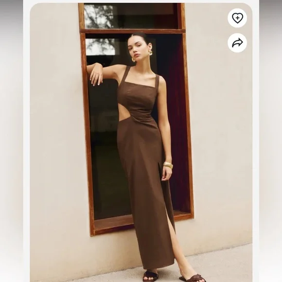 Commense linen & cotton cut out split long maxi dress - Picture 1 of 10